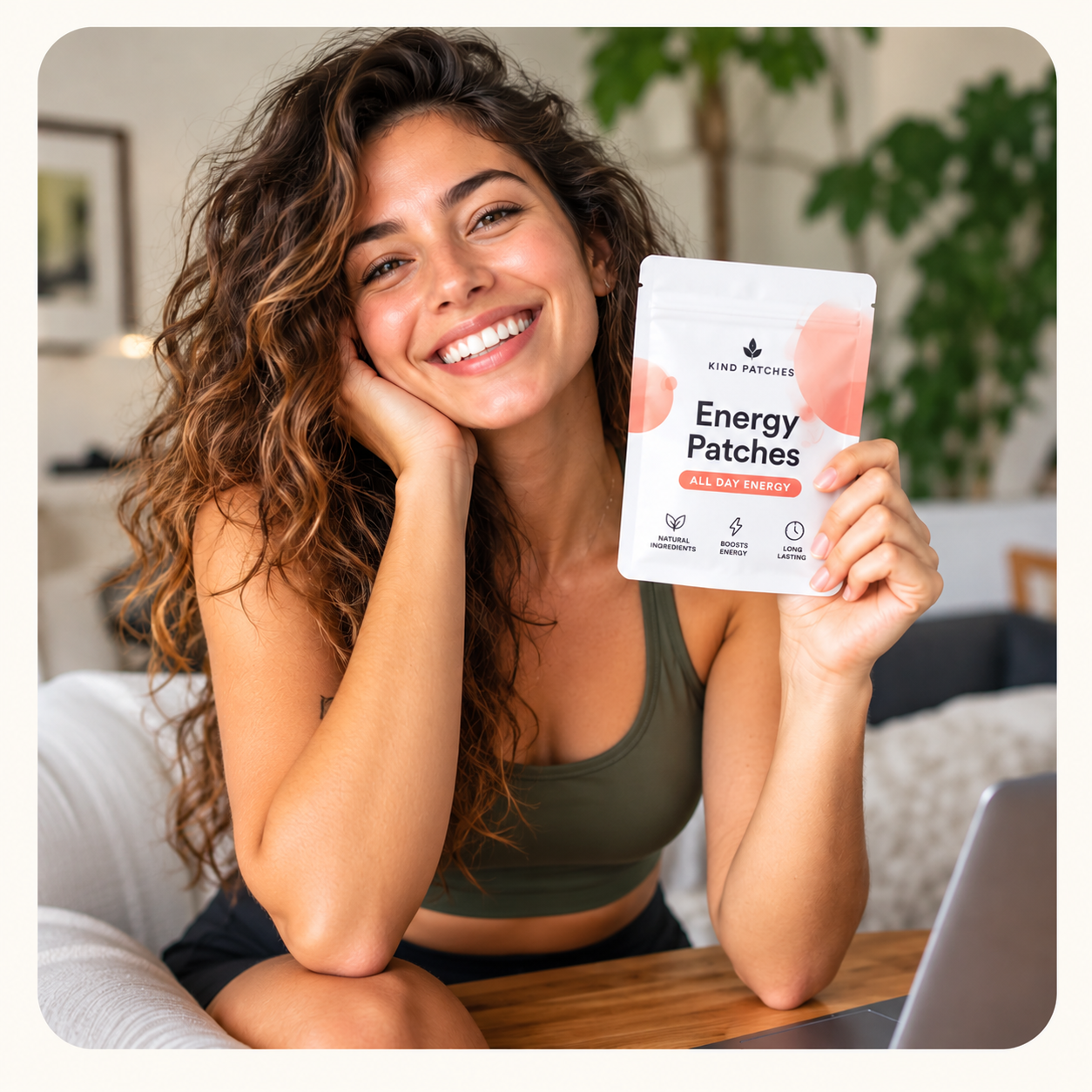 Customer holding energy patches